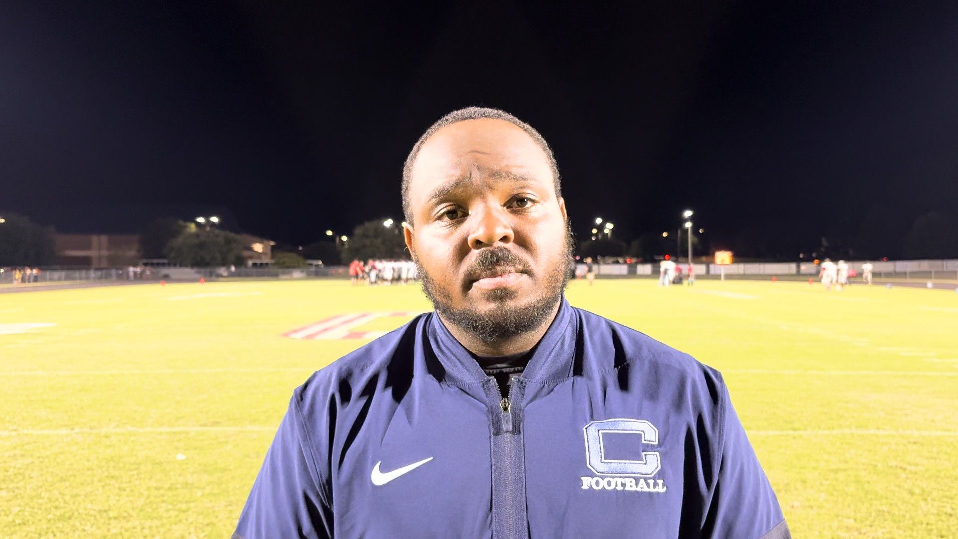 Cleveland football coach Codi Vick after a dominant 50-21 over New Bern (Sep. 11, 2026)