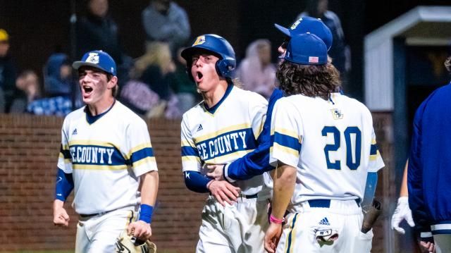 No. 10 Lee County baseball rallied for 13 unanswered runs to defeat No. 19 Cape Fear 13-8 on March 4, 2024. (Photo: Evan Moesta/HighSchoolOT.com)