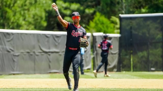 Meridian Leffew (23) of Gaston Christian. Grace Christian baseball swept Gaston Christian in the NCISAA 3A state championship series on May 17, 2025 (Photo: Evan Moesta/HighSchoolOT)