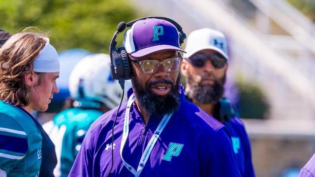 Palisades head football coach Jonathan Simmons. West Charlotte jumped out to a big first half lead en route to a 28-19 win over Palisades at the Turf Kings event presented by The Army, Be All You Can Be Invitational on August 19, 2023 (Photo: Evan Moesta/HighSchoolOT)