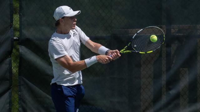Shaw Akula (South Central) vs. Drew Hedgecoe (Terry Sanford) in the championship of the NCHSAA 3A boys tennis singles tournament on Saturday, May 11, 2024. (Photo By: Nick Stevens/HighSchoolOT)