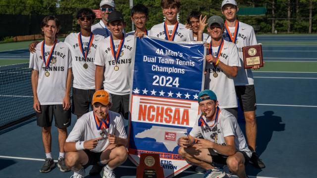 Providence defeated Green Hope in the NCHSAA 4A boys tennis dual team state championship at the Burlington Tennis Center on Monday, May 20, 2024. (Photo By: Nick Stevens/HighSchoolOT)