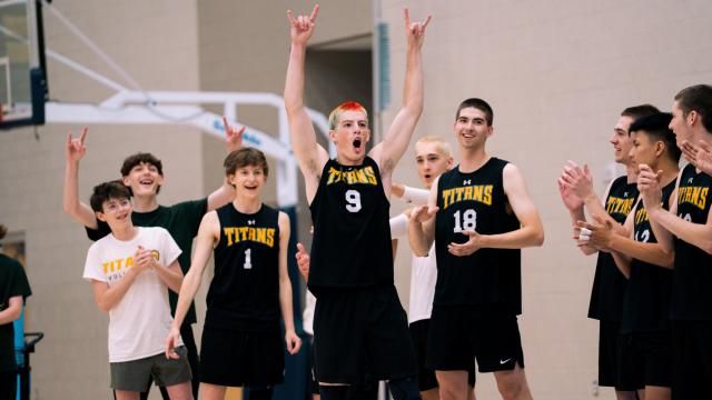 West Forsyth defeated Hough in the NC Boys Volleyball Association's 4A state championship on Saturday, May 17, 2025 at Queens University of Charlotte. (Photo by Ashley Blake/HighSchoolOT)