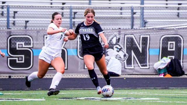 Abby Hudson of Hough. Hough defeated Heritage 1-0 in a girls soccer battle of the Huskies on April 26, 2024. (Photo: Evan Moesta/HighSchoolOT.com)