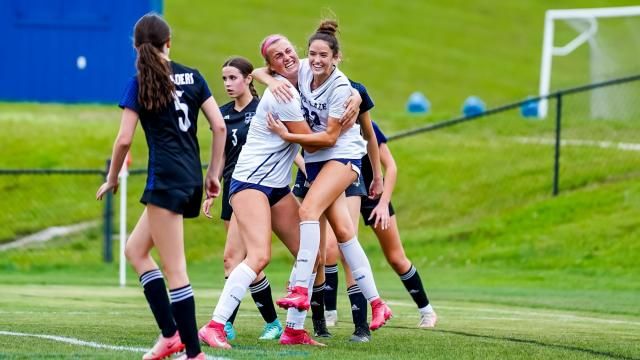 Tabitha Schmedes (20) and Dahlia Rood (23) of Pine Lake Prep. Pine Lake Prep defeated Christ The King on May 1, 2025 (Photo: Evan Moesta/HighSchoolOT)